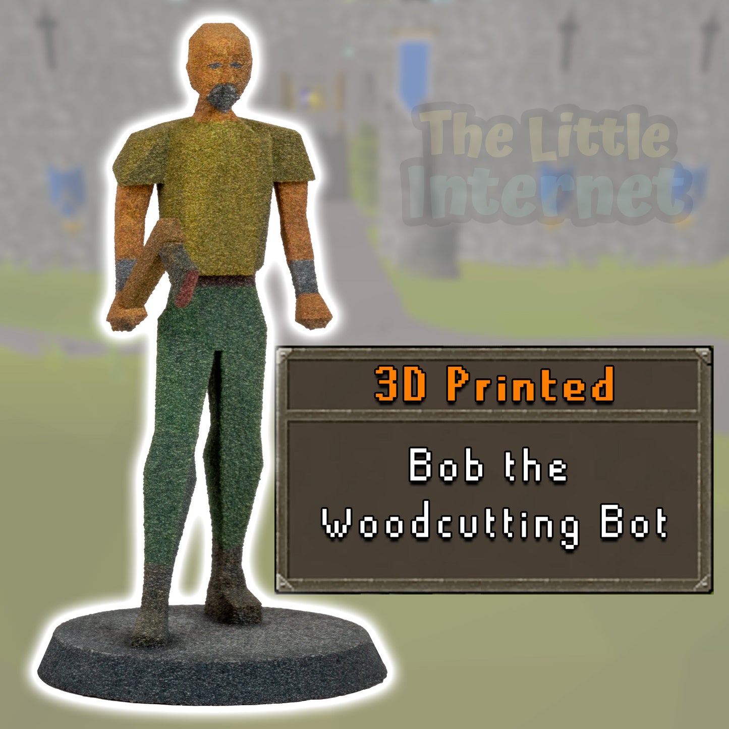 Bob Woodcutting Bot RS Guy Full Color 3D Printed Oldschool RuneScape Miniature Figurine - Rune Scape Fan Art, OSRS Merchandise Memorabilia, Gamer Home Decor, Resin Desk Display, Game Shelf Accessory, Collectible Trophy, Replica Model, nerdy gift idea